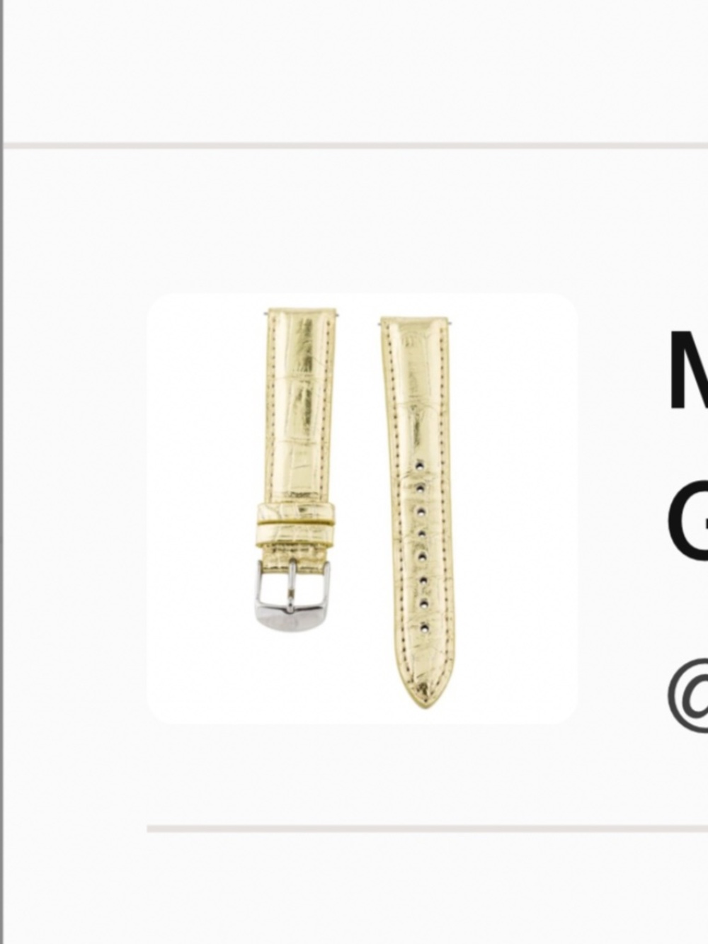 MICHELE 18mm Metallic Gold Genuine Alligator Watch Strap